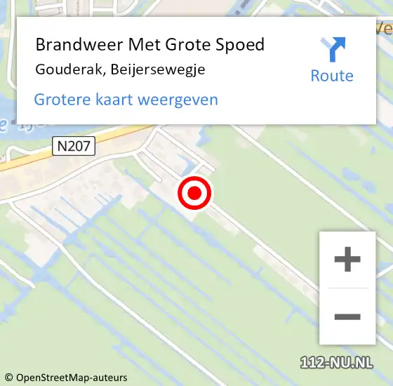 Locatie op kaart van de 112 melding: Brandweer Met Grote Spoed Naar Gouderak, Beijersewegje op 17 augustus 2015 08:14