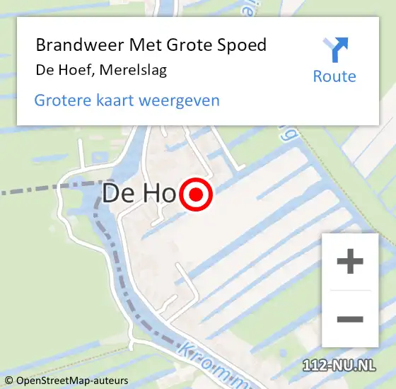 Locatie op kaart van de 112 melding: Brandweer Met Grote Spoed Naar De Hoef, Merelslag op 17 augustus 2015 09:32