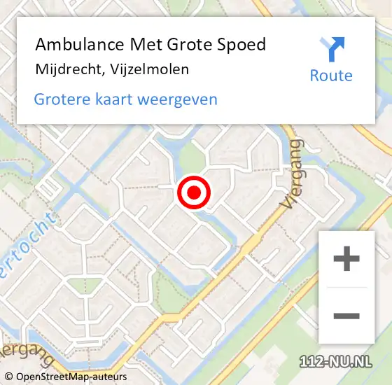 Locatie op kaart van de 112 melding: Ambulance Met Grote Spoed Naar Mijdrecht, Vijzelmolen op 17 augustus 2015 10:00