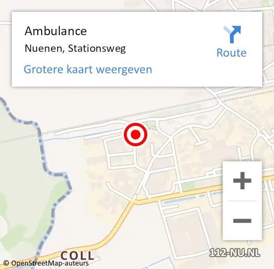 Locatie op kaart van de 112 melding: Ambulance Nuenen, Stationsweg op 17 augustus 2015 10:35