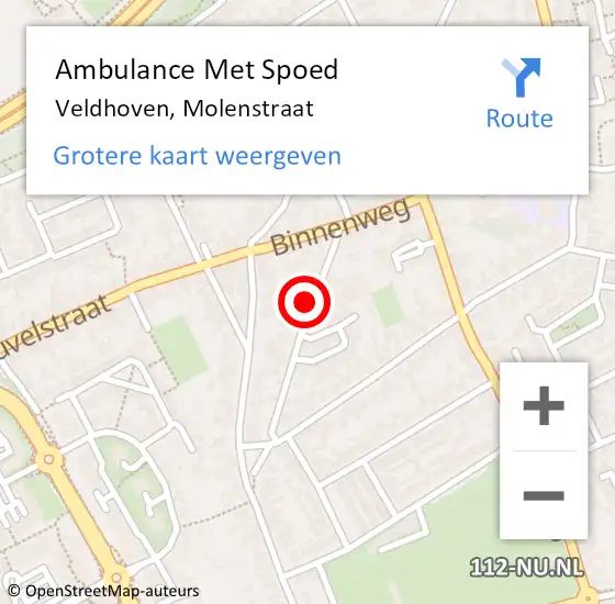 Locatie op kaart van de 112 melding: Ambulance Met Spoed Naar Veldhoven, Molenstraat op 17 augustus 2015 10:43