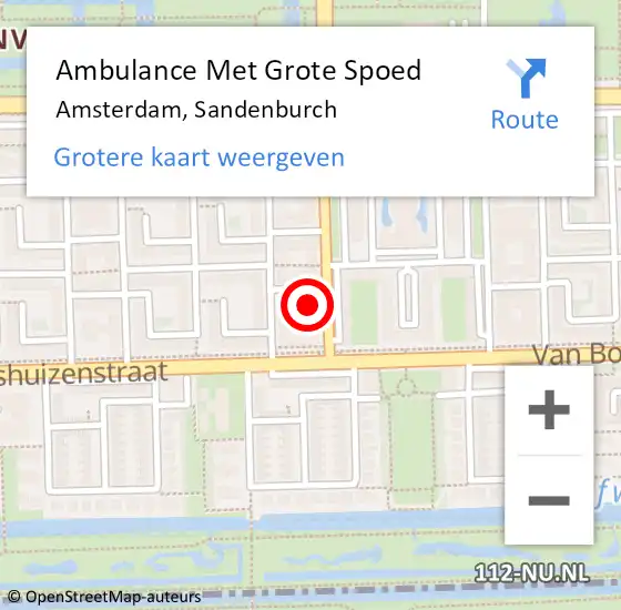 Locatie op kaart van de 112 melding: Ambulance Met Grote Spoed Naar Amsterdam, Sandenburch op 17 augustus 2015 11:11