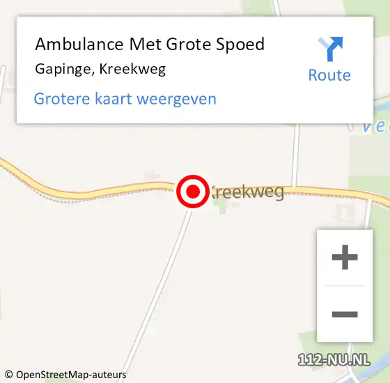 Locatie op kaart van de 112 melding: Ambulance Met Grote Spoed Naar Gapinge, Kreekweg op 17 augustus 2015 12:07