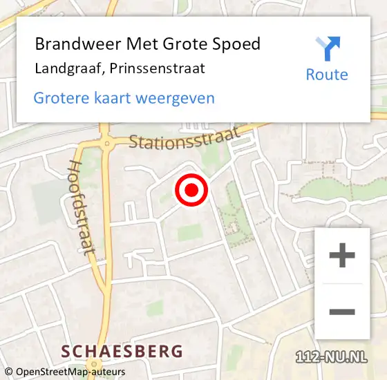 Locatie op kaart van de 112 melding: Brandweer Met Grote Spoed Naar Landgraaf, Prinssenstraat op 17 augustus 2015 12:21