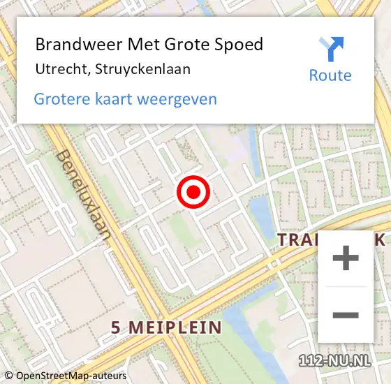 Locatie op kaart van de 112 melding: Brandweer Met Grote Spoed Naar Utrecht, Struyckenlaan op 17 augustus 2015 13:40