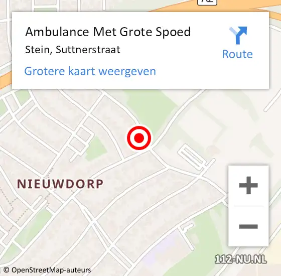 Locatie op kaart van de 112 melding: Ambulance Met Grote Spoed Naar Stein, Suttnerstraat op 17 november 2013 17:16