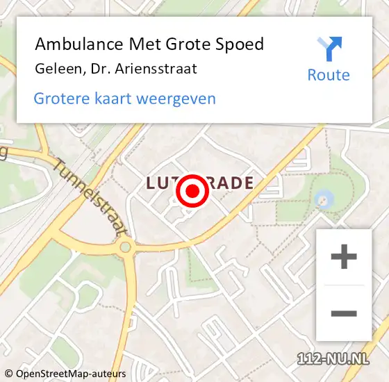 Locatie op kaart van de 112 melding: Ambulance Met Grote Spoed Naar Geleen, Dr. Ariensstraat op 17 november 2013 17:16