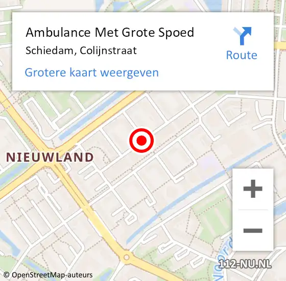 Locatie op kaart van de 112 melding: Ambulance Met Grote Spoed Naar Schiedam, Colijnstraat op 17 augustus 2015 14:07