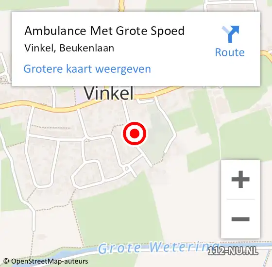 Locatie op kaart van de 112 melding: Ambulance Met Grote Spoed Naar Vinkel, Beukenlaan op 17 november 2013 17:21