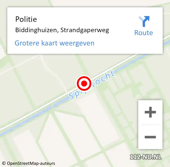 Locatie op kaart van de 112 melding: Politie Biddinghuizen, Strandgaperweg op 17 augustus 2015 14:31