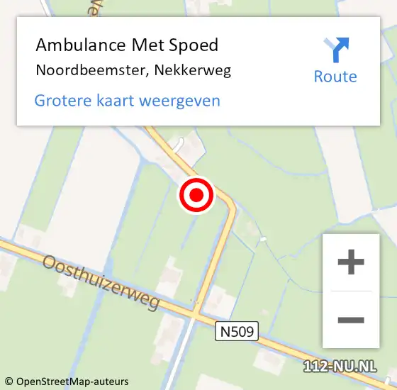 Locatie op kaart van de 112 melding: Ambulance Met Spoed Naar Noordbeemster, Nekkerweg op 17 augustus 2015 15:05