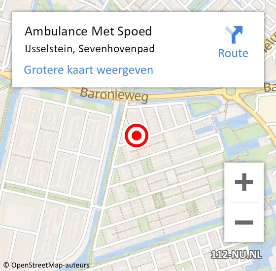 Locatie op kaart van de 112 melding: Ambulance Met Spoed Naar IJsselstein, Sevenhovenpad op 17 augustus 2015 15:06