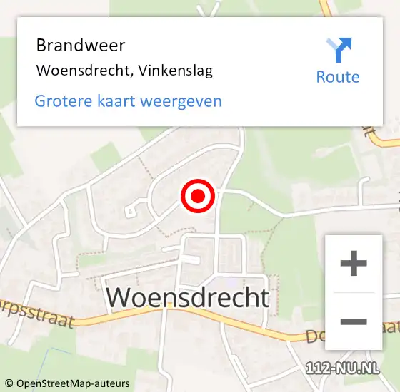 Locatie op kaart van de 112 melding: Brandweer Woensdrecht, Vinkenslag op 17 augustus 2015 15:53