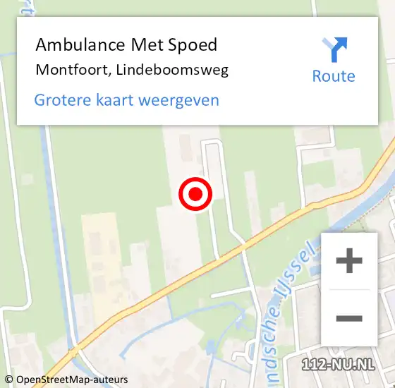 Locatie op kaart van de 112 melding: Ambulance Met Spoed Naar Montfoort, Lindeboomsweg op 17 augustus 2015 15:56