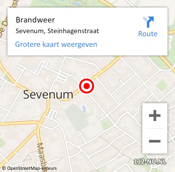 Locatie op kaart van de 112 melding: Brandweer Sevenum, Steinhagenstraat op 17 augustus 2015 15:58