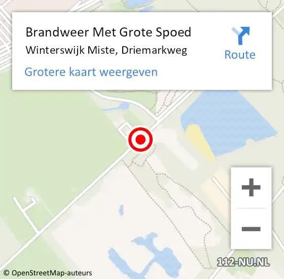 Locatie op kaart van de 112 melding: Brandweer Met Grote Spoed Naar Winterswijk Miste, Driemarkweg op 17 augustus 2015 16:10