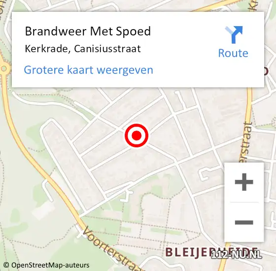 Locatie op kaart van de 112 melding: Brandweer Met Spoed Naar Kerkrade, Canisiusstraat op 17 augustus 2015 18:04