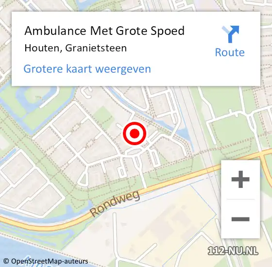 Locatie op kaart van de 112 melding: Ambulance Met Grote Spoed Naar Houten, Granietsteen op 17 augustus 2015 18:25