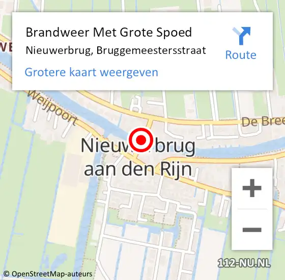 Locatie op kaart van de 112 melding: Brandweer Met Grote Spoed Naar Nieuwerbrug, Bruggemeestersstraat op 17 augustus 2015 18:47