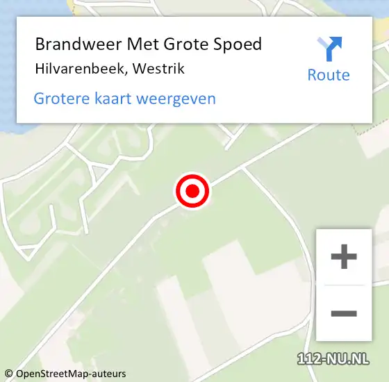Locatie op kaart van de 112 melding: Brandweer Met Grote Spoed Naar Hilvarenbeek, Westrik op 17 augustus 2015 18:48