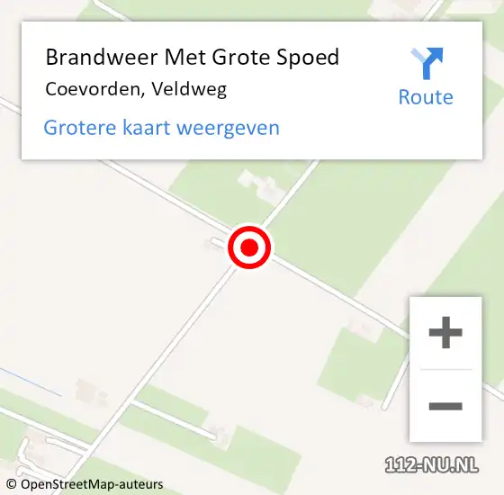 Locatie op kaart van de 112 melding: Brandweer Met Grote Spoed Naar Coevorden, Veldweg op 17 november 2013 17:58