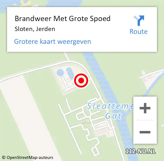 Locatie op kaart van de 112 melding: Brandweer Met Grote Spoed Naar Sloten, Jerden op 17 augustus 2015 19:53