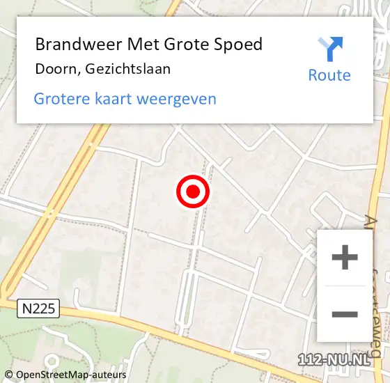 Locatie op kaart van de 112 melding: Brandweer Met Grote Spoed Naar Doorn, Gezichtslaan op 17 augustus 2015 20:12