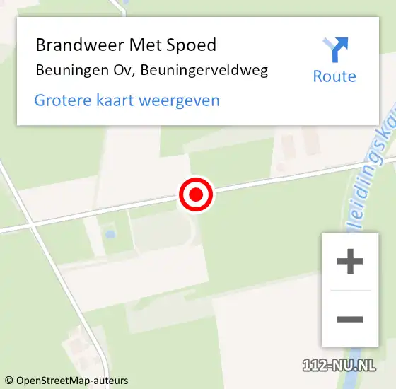 Locatie op kaart van de 112 melding: Brandweer Met Spoed Naar Beuningen Ov, Beuningerveldweg op 17 augustus 2015 20:24