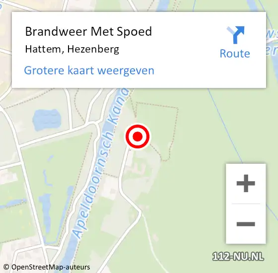 Locatie op kaart van de 112 melding: Brandweer Met Spoed Naar Hattem, Hezenberg op 17 augustus 2015 21:05