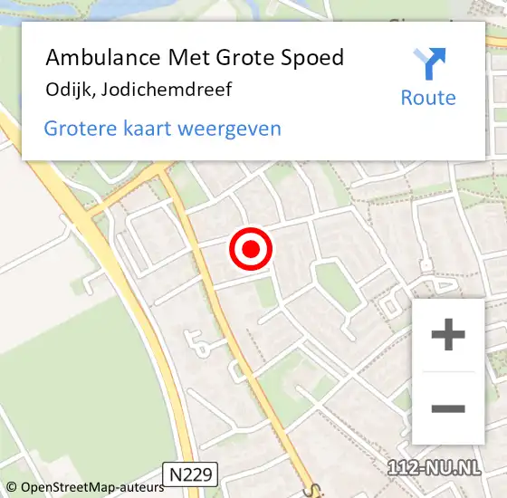 Locatie op kaart van de 112 melding: Ambulance Met Grote Spoed Naar Odijk, Jodichemdreef op 17 augustus 2015 21:14