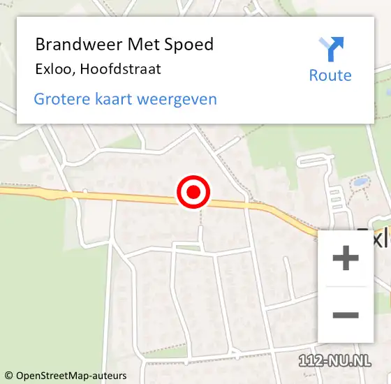 Locatie op kaart van de 112 melding: Brandweer Met Spoed Naar Exloo, Hoofdstraat op 17 augustus 2015 23:21