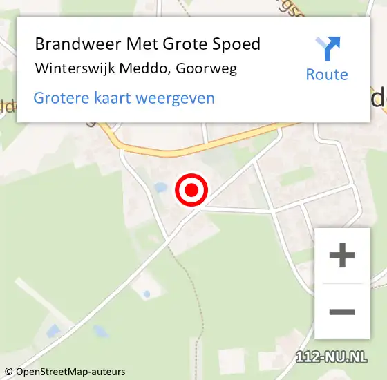 Locatie op kaart van de 112 melding: Brandweer Met Grote Spoed Naar Winterswijk Meddo, Goorweg op 18 augustus 2015 00:51