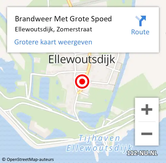Locatie op kaart van de 112 melding: Brandweer Met Grote Spoed Naar Ellewoutsdijk, Zomerstraat op 18 augustus 2015 02:52