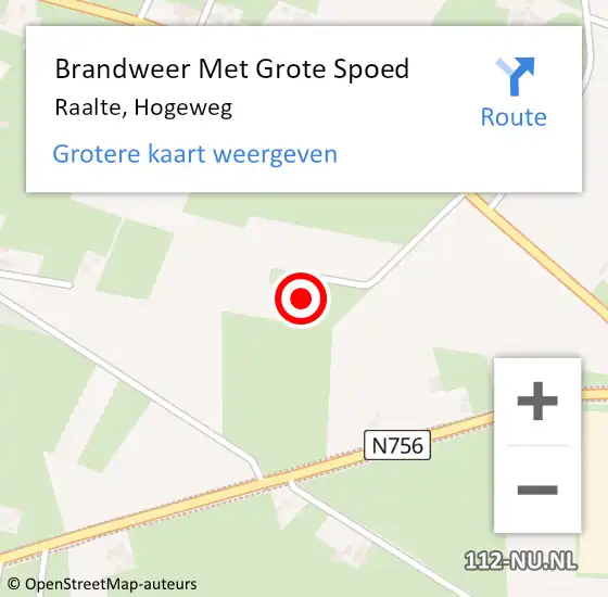 Locatie op kaart van de 112 melding: Brandweer Met Grote Spoed Naar Raalte, Hogeweg op 18 augustus 2015 03:02