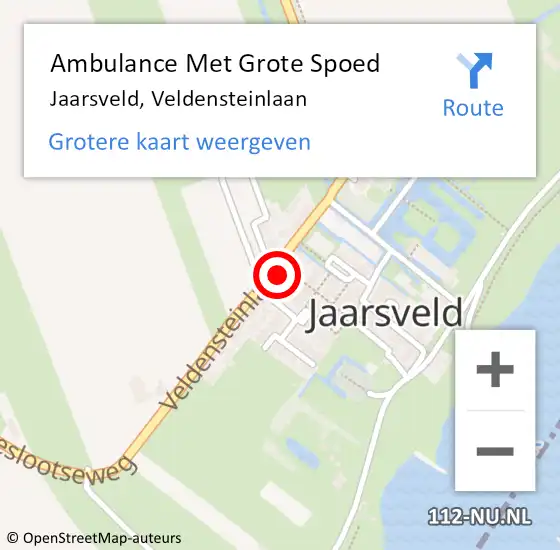 Locatie op kaart van de 112 melding: Ambulance Met Grote Spoed Naar Jaarsveld, Veldensteinlaan op 18 augustus 2015 04:49