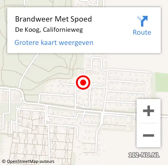 Locatie op kaart van de 112 melding: Brandweer Met Spoed Naar De Koog, Californieweg op 18 augustus 2015 05:11