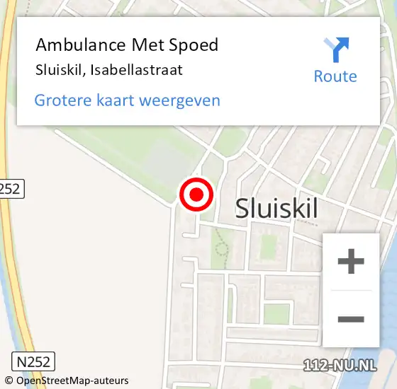 Locatie op kaart van de 112 melding: Ambulance Met Spoed Naar Sluiskil, Isabellastraat op 18 augustus 2015 08:42