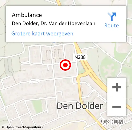 Locatie op kaart van de 112 melding: Ambulance Den Dolder, Dr. Van der Hoevenlaan op 18 augustus 2015 09:09