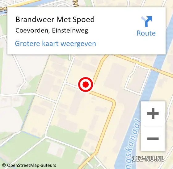 Locatie op kaart van de 112 melding: Brandweer Met Spoed Naar Coevorden, Einsteinweg op 18 augustus 2015 10:15