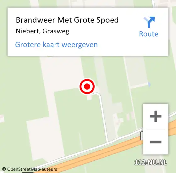 Locatie op kaart van de 112 melding: Brandweer Met Grote Spoed Naar Niebert, Grasweg op 18 augustus 2015 11:03