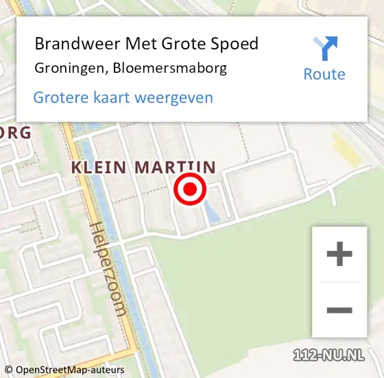 Locatie op kaart van de 112 melding: Brandweer Met Grote Spoed Naar Groningen, Bloemersmaborg op 17 november 2013 19:13