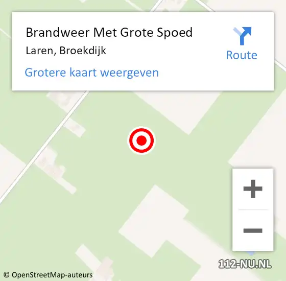 Locatie op kaart van de 112 melding: Brandweer Met Grote Spoed Naar Laren, Broekdijk op 17 november 2013 19:16