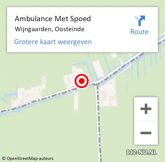 Locatie op kaart van de 112 melding: Ambulance Met Spoed Naar Wijngaarden, Oosteinde op 18 augustus 2015 11:39