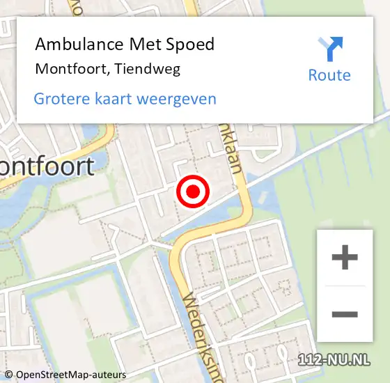 Locatie op kaart van de 112 melding: Ambulance Met Spoed Naar Montfoort, Tiendweg op 18 augustus 2015 12:37