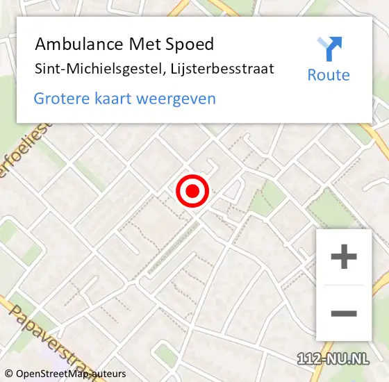 Locatie op kaart van de 112 melding: Ambulance Met Spoed Naar Sint-Michielsgestel, Lijsterbesstraat op 6 september 2013 10:52