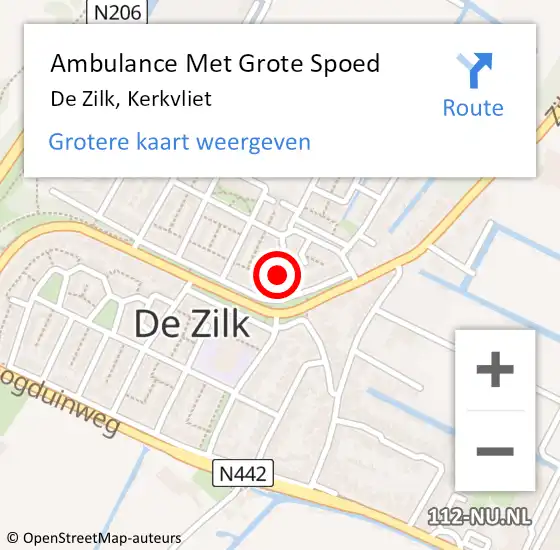 Locatie op kaart van de 112 melding: Ambulance Met Grote Spoed Naar De Zilk, Kerkvliet op 18 augustus 2015 13:44