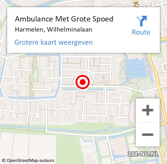 Locatie op kaart van de 112 melding: Ambulance Met Grote Spoed Naar Harmelen, Wilhelminalaan op 18 augustus 2015 13:49