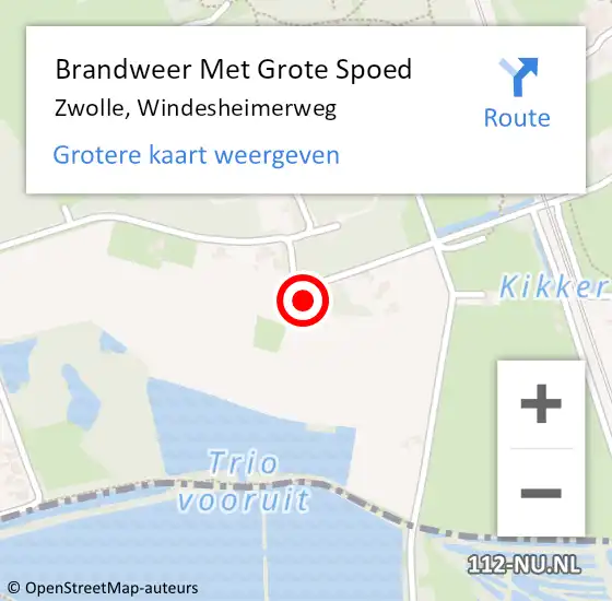 Locatie op kaart van de 112 melding: Brandweer Met Grote Spoed Naar Zwolle, Windesheimerweg op 18 augustus 2015 14:04