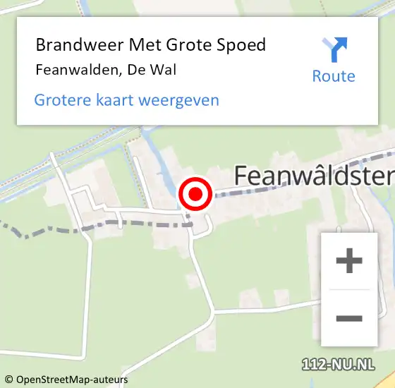 Locatie op kaart van de 112 melding: Brandweer Met Grote Spoed Naar Feanwalden, De Wal op 18 augustus 2015 15:26