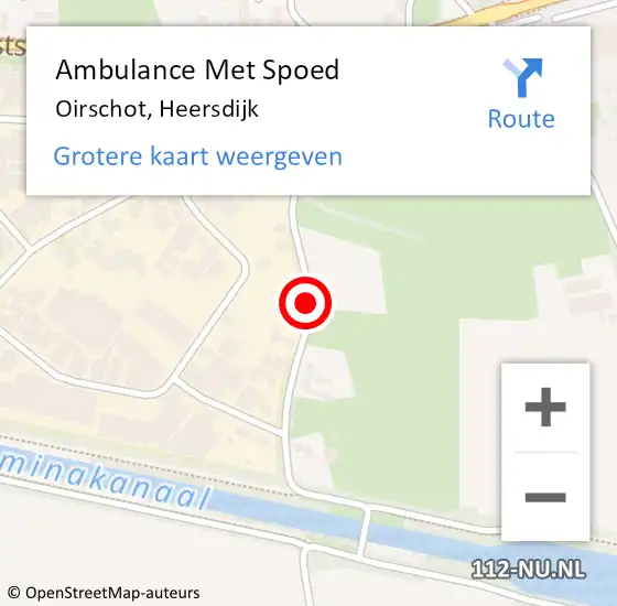 Locatie op kaart van de 112 melding: Ambulance Met Spoed Naar Oirschot, Heersdijk op 18 augustus 2015 15:50